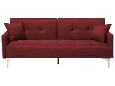 Sofa Bed 3 Seater LUCAN Fabric Dark Red - Living Room