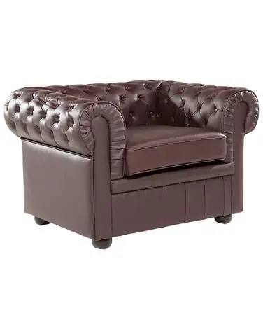Armchair CHESTERFIELD Leather Brown - Living Room