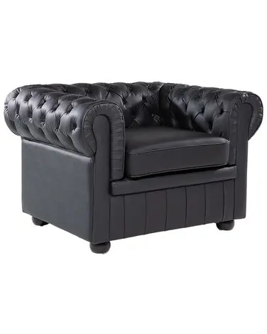 Armchair CHESTERFIELD Leather Black - Living Room