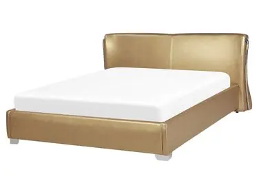 Cama Piel PARIS 160 x 200 cm Dorado - Dormitorio