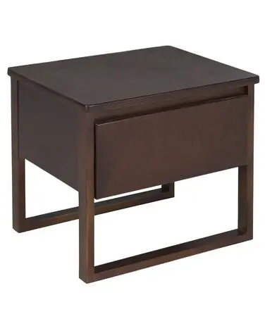 1 Drawer Bedside Table GIULIA Pine Wood Dark Brown - Bedroom