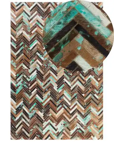 Alfombra AMASYA Marrón 140 x 200 cm Piel - Accesorios decorativos