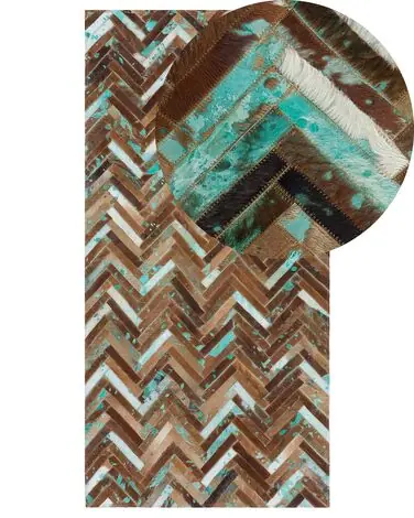 Alfombra AMASYA Marrón 80 x 150 cm Piel - Accesorios decorativos