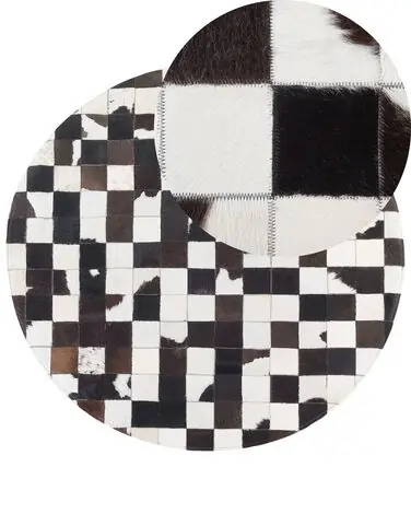 Alfombra BERGAMA Marrón ø 140 cm Piel - Accesorios decorativos