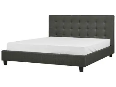 Cama Tela LA ROCHELLE 180 x 200 cm Gris oscuro - Dormitorio