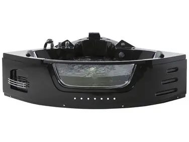 Bañera de hidromasaje LED esquinera MARTINICA 214 x 155 cm Negro - Baño