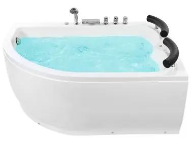 Bañera de hidromasaje LED esquinera PARADISO Izquierda 158 x 113 cm Blanco - Baño