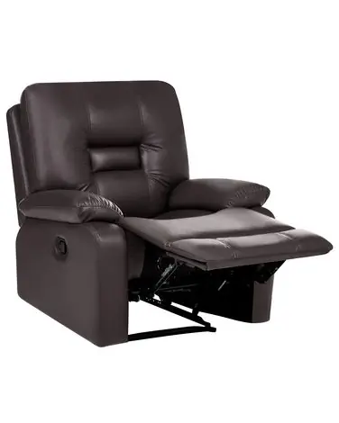 Sillón reclinable BERGEN Con reposapiés Piel sintética Marrón - Sala de estar