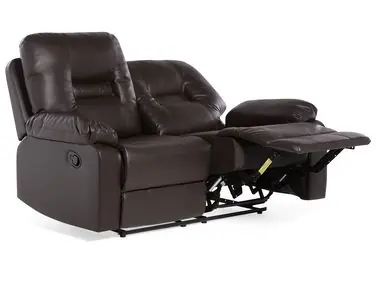 Sofá reclinable manual 2 plazas BERGEN Piel sintética Marrón - Sala de estar