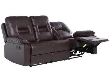 Sofá reclinable manual 3 plazas BERGEN Piel sintética Marrón - Sala de estar