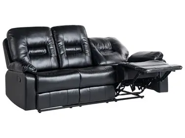 Sofá reclinable manual 3 plazas BERGEN Piel sintética Negro - Sala de estar