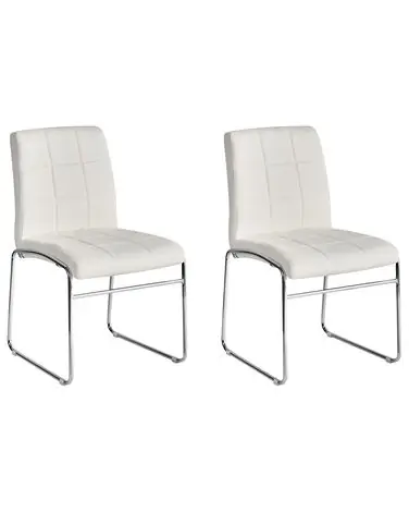 Conjunto de 2 sillas de comedor KIRON Piel sintética Blanco