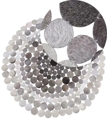 Alfombra HILVAN Gris ø 140 cm Piel - Accesorios decorativos