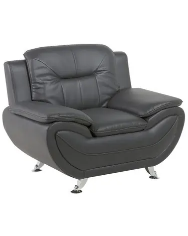 Armchair LEIRA II Faux Leather Grey - Living Room