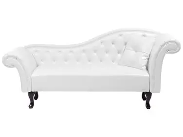 Chaise longue derecho LATTES Piel sintética Blanco - Sala de estar