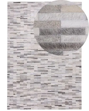 Alfombra AHILLI Gris 140 x 200 cm Piel - Accesorios decorativos