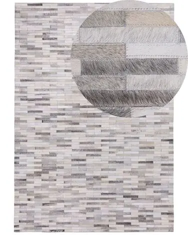 Alfombra AHILLI Gris 160 x 230 cm Piel - Accesorios decorativos