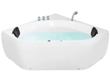 Bañera de hidromasaje LED esquinera MEVES 140 x 140 cm Blanco - Baño