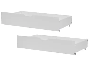 Set of 2 Bed Storage Drawers Pine Wood RUMILLY White - Bedroom