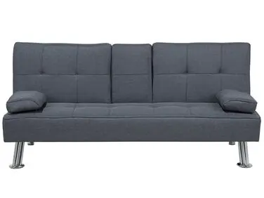Sofa Bed 3 Seater ROXEN Fabric Dark Grey - Living Room