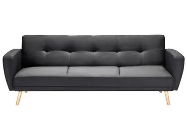 Sofa Bed 3 Seater FLORLI Fabric Black - Living Room