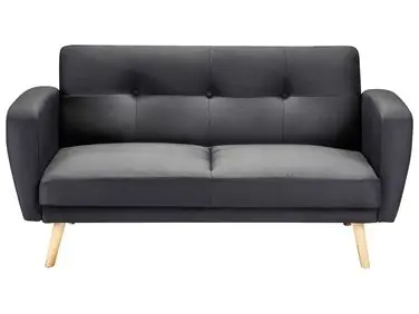 Sofa Bed 2 Seater FLORLI Fabric Black - Living Room