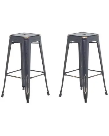Conjunto de 2 sillas de bar CABRILLO Metal Negro - Comedor