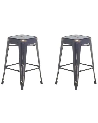 Conjunto de 2 sillas de bar CABRILLO Metal Negro - Comedor
