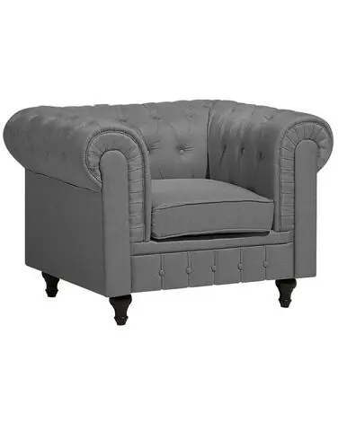Armchair CHESTERFIELD Fabric Light Grey - Living Room