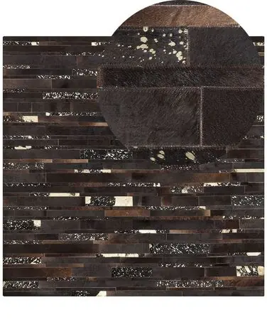 Alfombra ARTVIN Marrón 200 x 200 cm Piel - Accesorios decorativos
