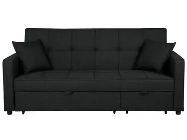 Sofa Bed 3 Seater GLOMMA Fabric Black - Living Room
