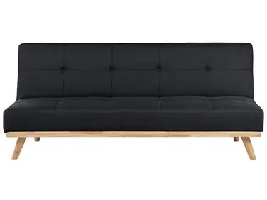 Sofa Bed 3 Seater FROYA Fabric Black - Living Room
