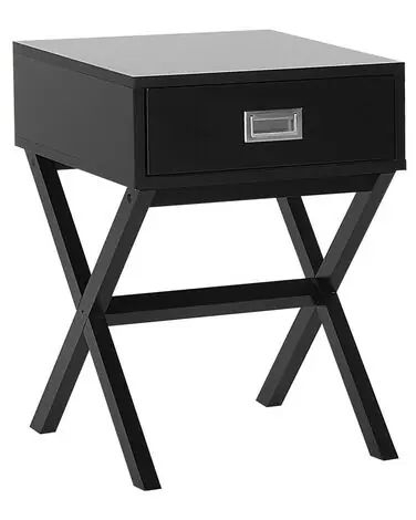 1 Drawer Bedside Table MONROE Black - Bedroom