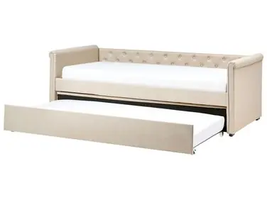 Trundle Bed Fabric LIBOURNE 90 x 200 cm (EU Single) Beige - Bedroom
