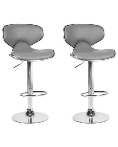 Conjunto de 2 sillas de bar CONWAY Piel sintética giratoria Gris - Comedor