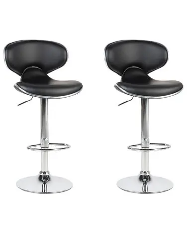Conjunto de 2 sillas de bar CONWAY Piel sintética giratoria Negro - Comedor