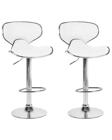 Conjunto de 2 sillas de bar CONWAY Piel sintética giratoria Blanco - Comedor