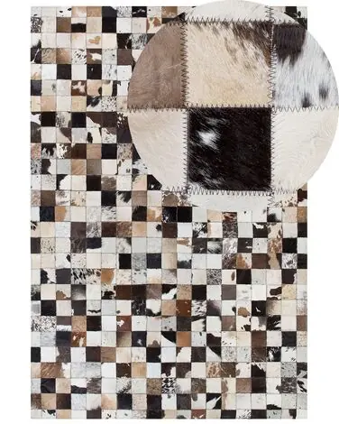 Alfombra CERLI Blanco 160 x 230 cm Piel - Accesorios decorativos