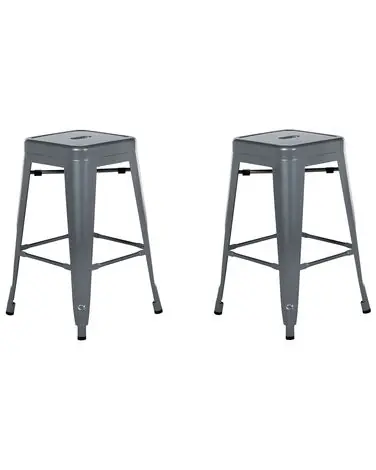 Conjunto de 2 sillas de bar CABRILLO Metal Gris - Comedor