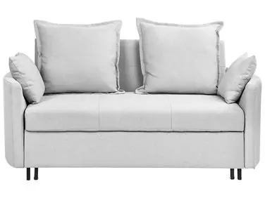 Sofa Bed 2 Seater HOVIN Fabric Light Grey - Living Room