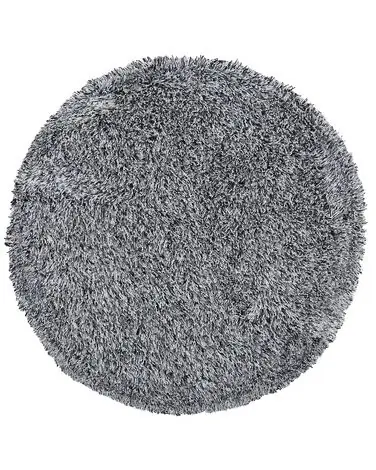 Alfombra de pelo largo CIDE Negro/Blanco ø 140 cm - Accesorios decorativos