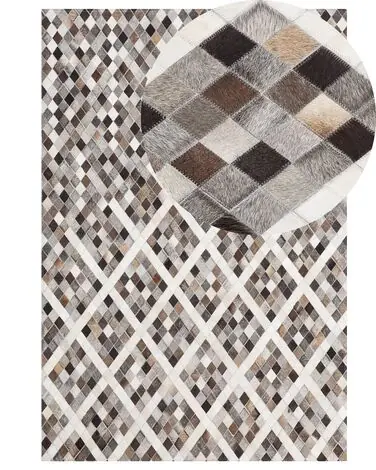 Alfombra AKDERE Gris 140 x 200 cm Piel - Accesorios decorativos