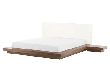 Waterbed Faux Leather ZEN 160 x 200 cm (EU King Size) Brown Ash Wood - Bedroom