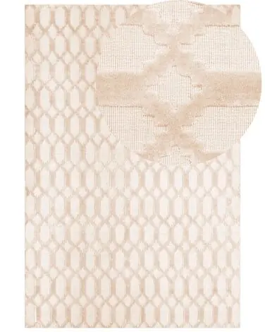 Alfombra CIZRE Beige 160 x 230 cm Viscosa - Accesorios decorativos
