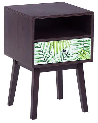 1 Drawer Bedside Table RODES Dark Brown - Bedroom