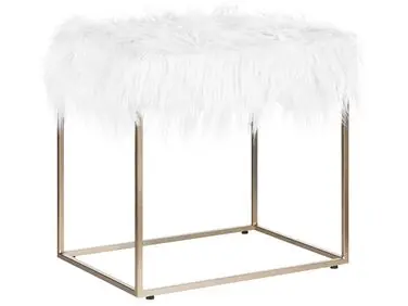 Taburete MANHATTAN Pelo sintético Blanco - Sala de estar