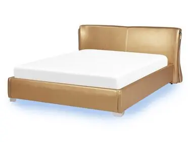 Waterbed with LED Leather PARIS 140 x 200 cm (EU Double) Gold - Bedroom