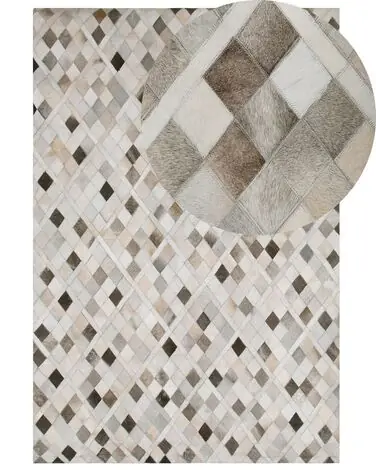 Alfombra HIRKA Gris 140 x 200 cm Piel - Accesorios decorativos