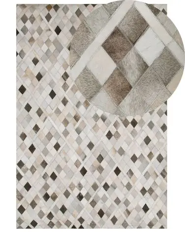 Alfombra HIRKA Gris 160 x 230 cm Piel - Accesorios decorativos