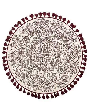 Alfombra AYAKLI Rojo ø 120 cm Algodón - Accesorios decorativos